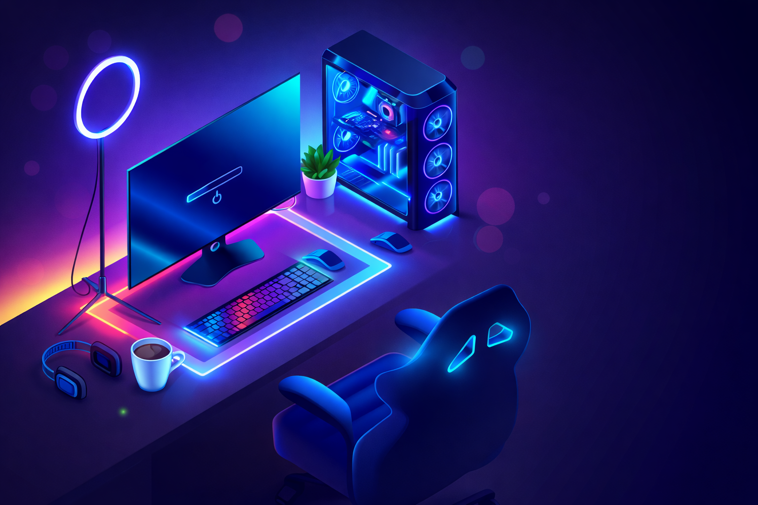 Modern workstation and PC setup illustration