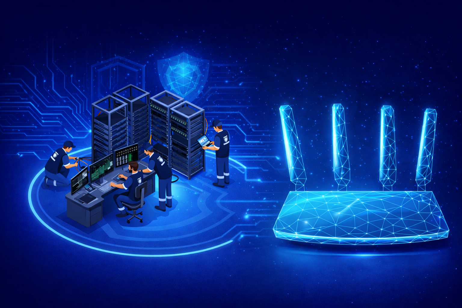 Wireless networking router illustration